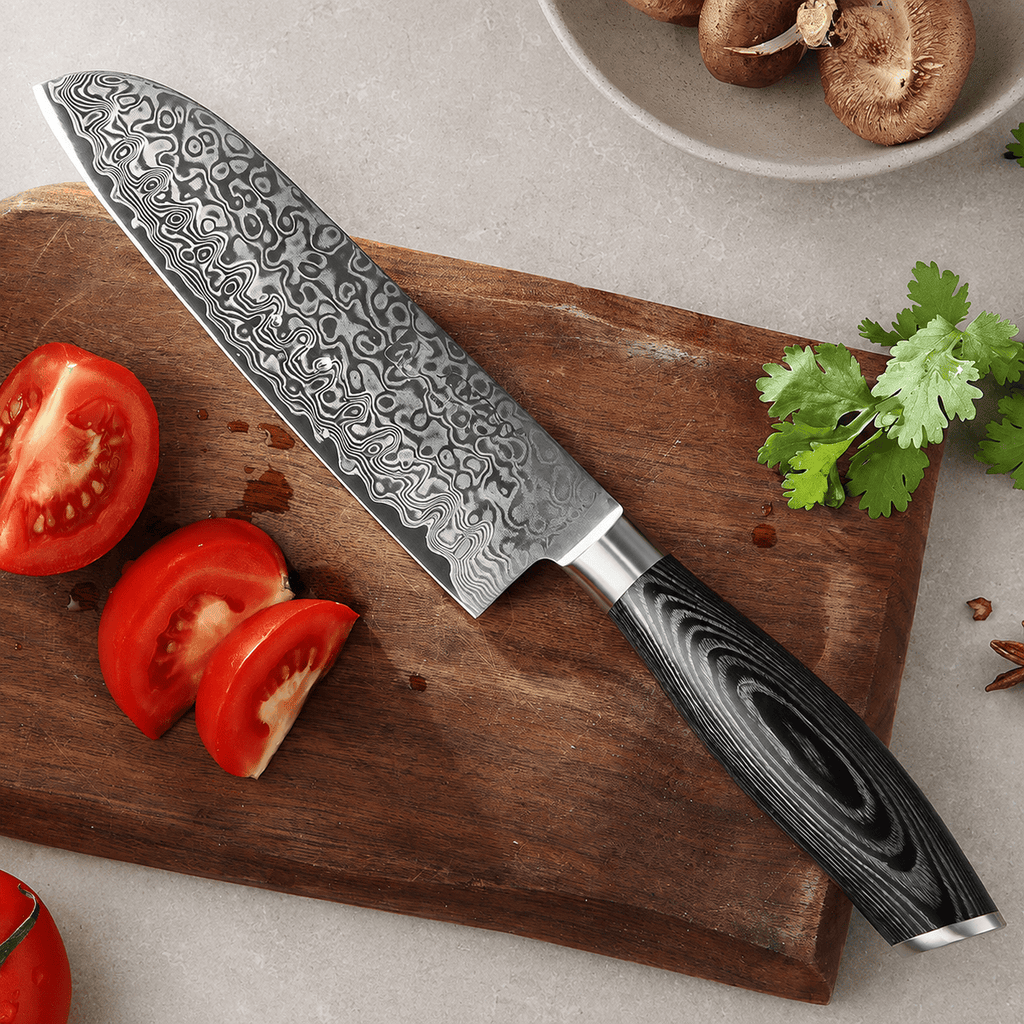 Meito Knives Nenrin - Santoku Knife Damascus 7"