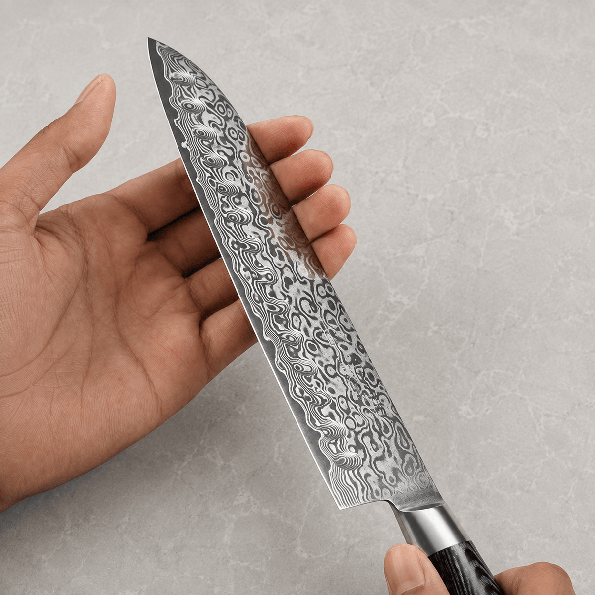 Meito Knives Nenrin - Santoku Knife Damascus 7"