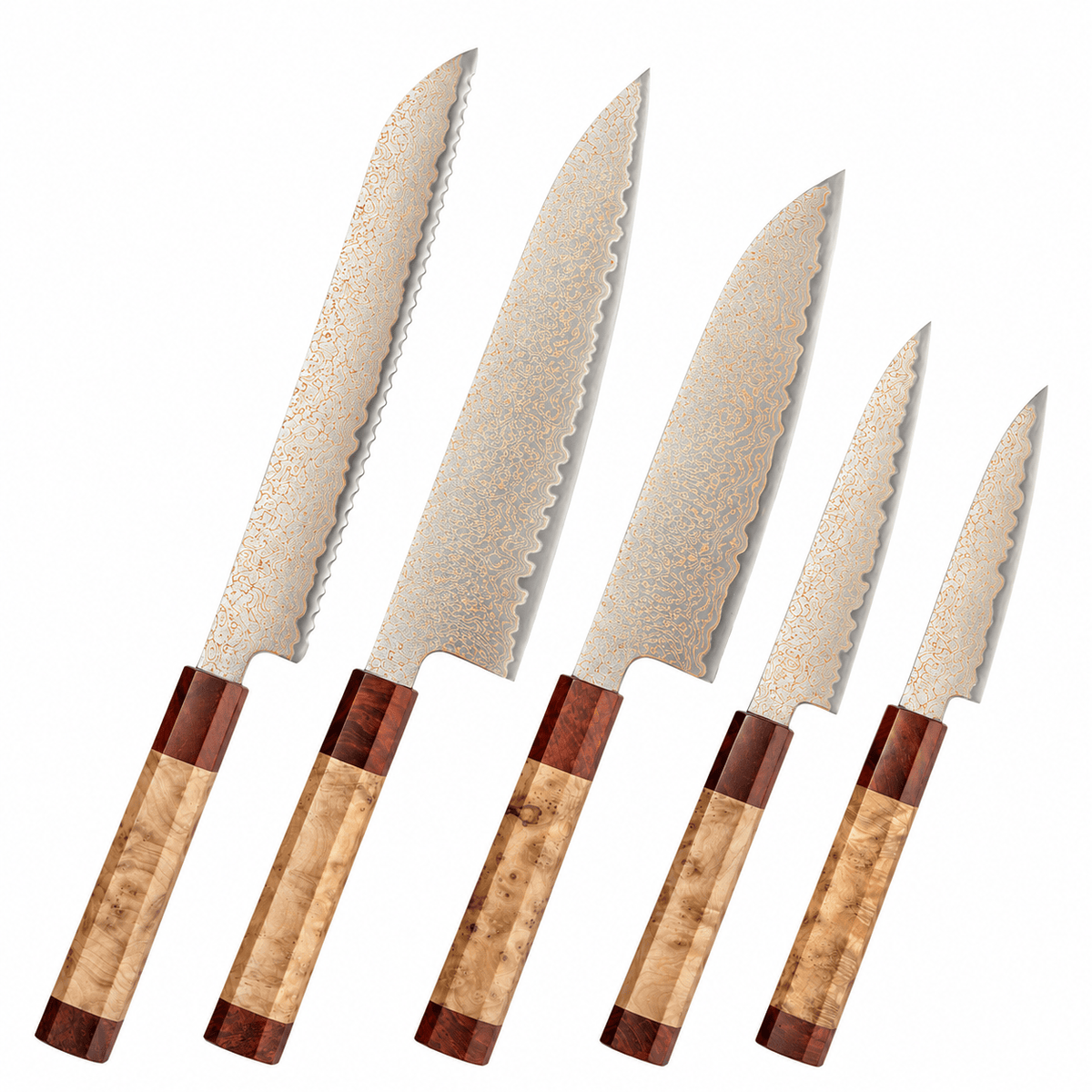 Meito Knives Ryūsui - 5-Piece Chef Knife Set 37-Layer Damascus