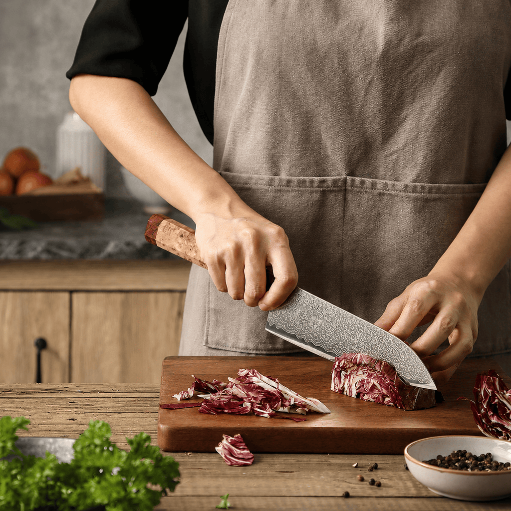 Meito Knives Ryūsui - Santoku Knife Damascus 7.2"