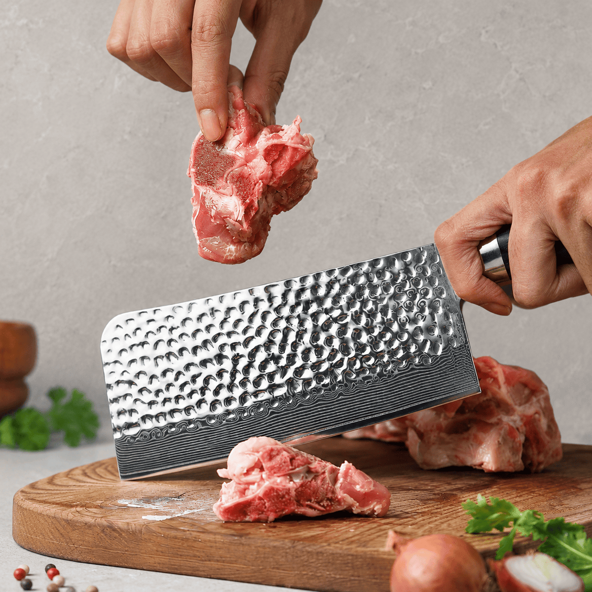Meito Knives Tsukikage - Bone Chopper Knife Damascus 6.5"