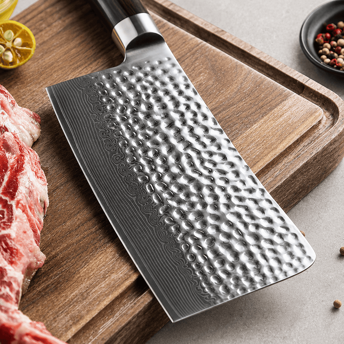 Meito Knives Tsukikage - Bone Chopper Knife Damascus 6.5"