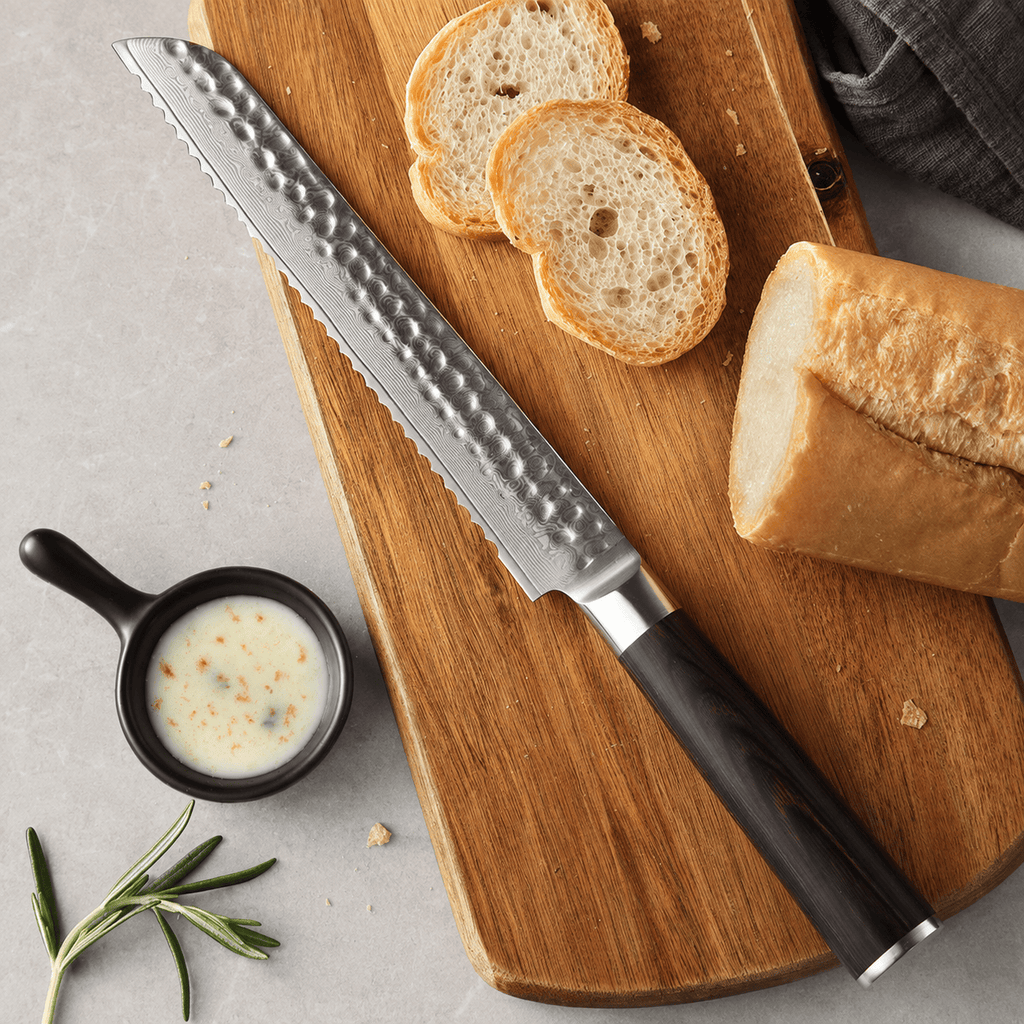 Meito Knives Tsukikage - Bread Knife Damascus 8"