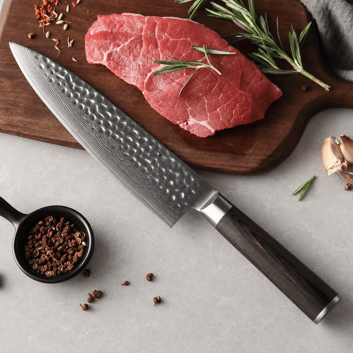 Meito Knives Tsukikage - Chef Knife Damascus 8" (Refaire photo)