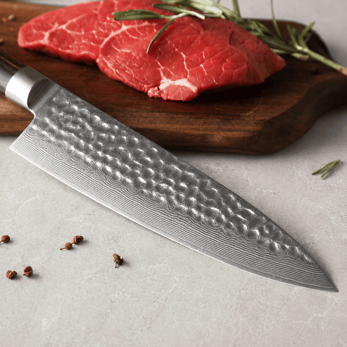 Meito Knives Tsukikage - Chef Knife Damascus 8" (Refaire photo)