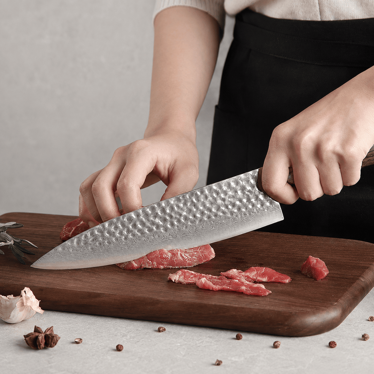 Meito Knives Tsukikage - Chef Knife Damascus 8" (Refaire photo)