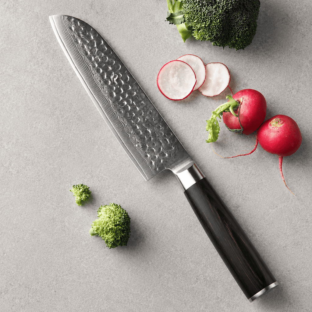 Meito Knives Tsukikage - Santoku Knife Damascus 7"